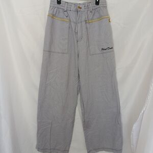 Vintage Y2K DUDE Phat Dude Wide Leg Pants 34x32 Gray Linen Skater Rave Baggy 26”